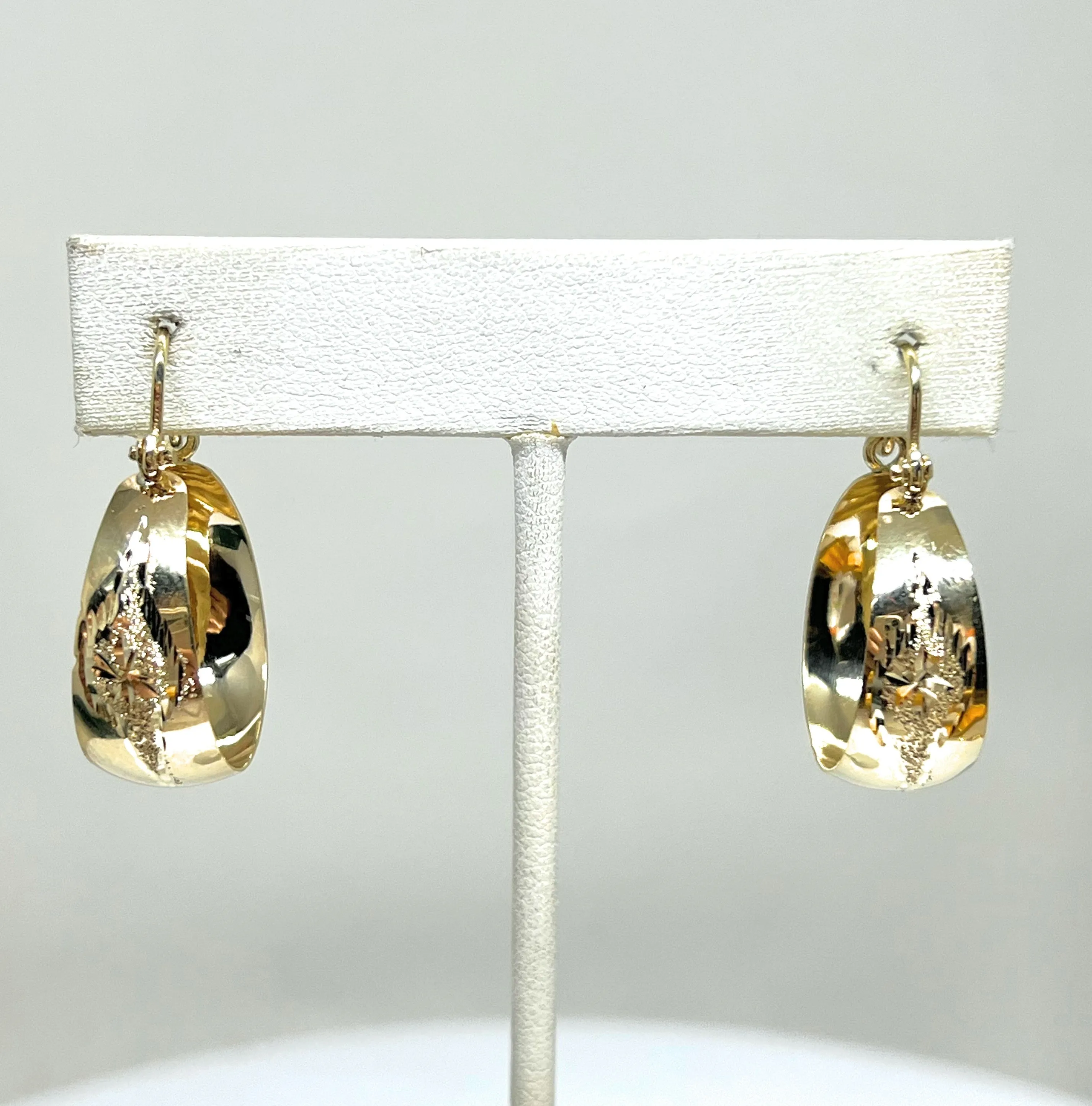 14k Solid Gold DIAMOND CUT Basket Earrings Aracadas (SM,MED,LG)