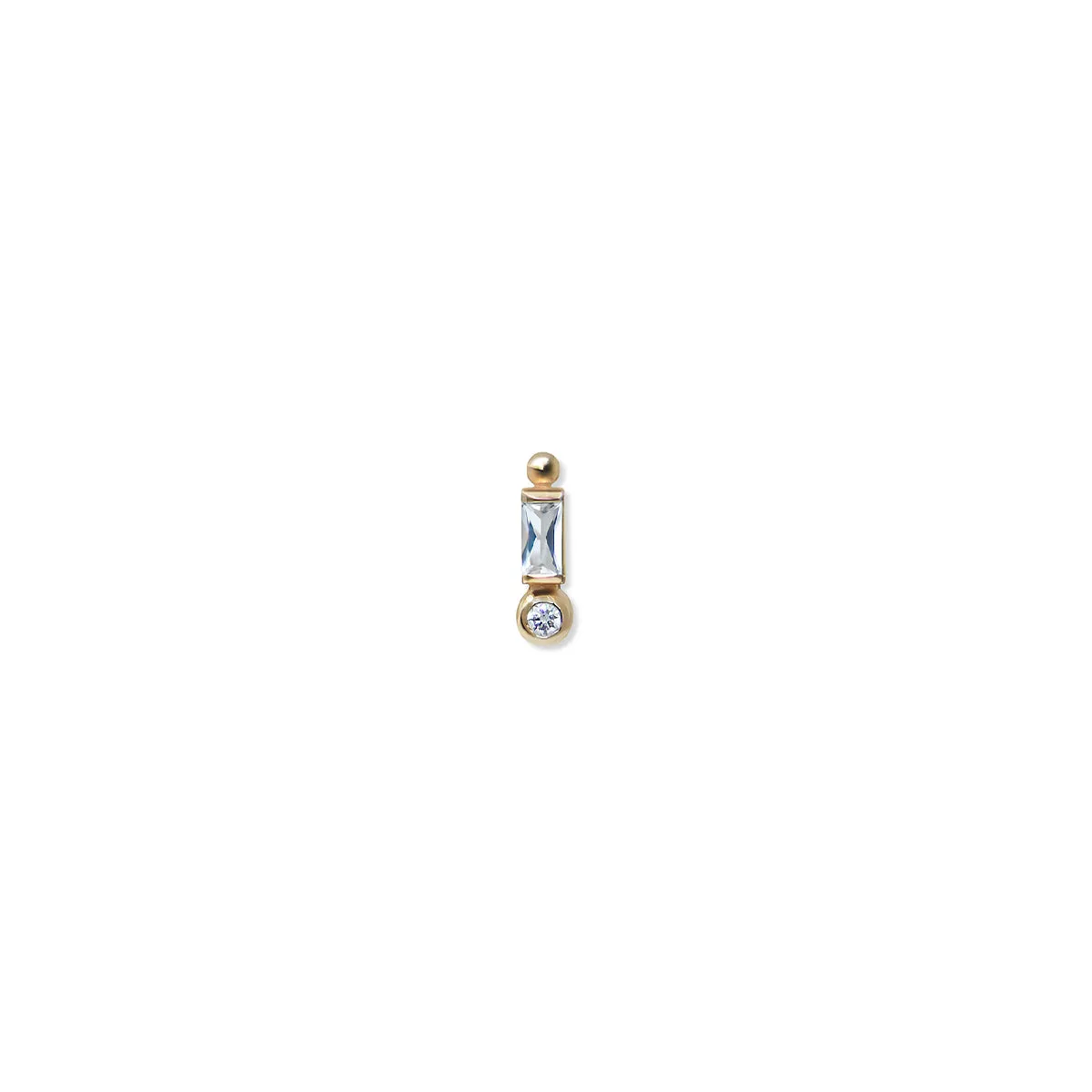 14k yellow gold Cleo Baguette stud contianing clear topaz an...