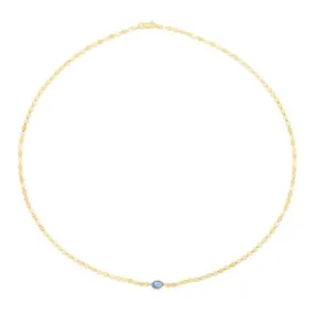 14kt Gold Blue Topaz Mirrored Chain Necklace