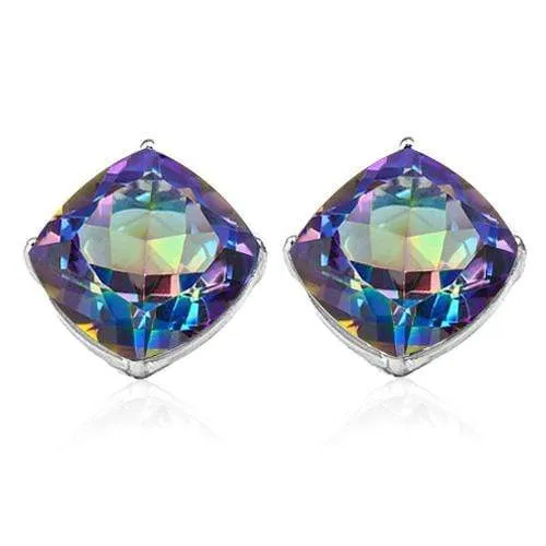 1.73 CT OCEAN MYSTIC GEMSTONE 10KT SOLID GOLD EARRINGS STUD