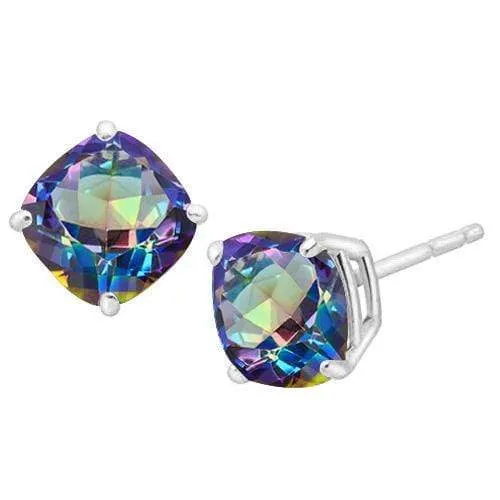 1.73 CT OCEAN MYSTIC GEMSTONE 10KT SOLID GOLD EARRINGS STUD