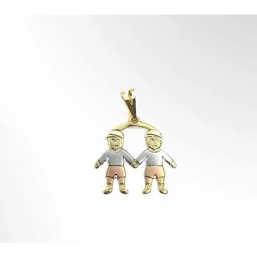 2 boys kids pendant three tones of gold plated