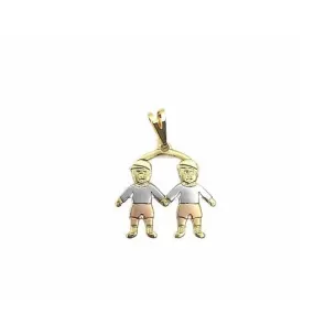 2 boys kids pendant three tones of gold plated