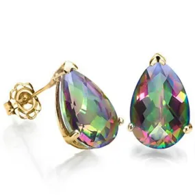 3/4 CT MYSTIC GEMSTONE 10KT SOLID GOLD EARRINGS STUD