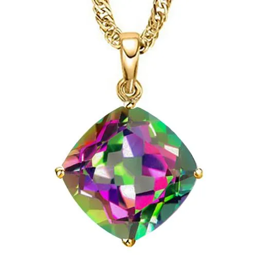 4/5 CT MYSTIC GEMSTONE 10KT SOLID GOLD PENDANT