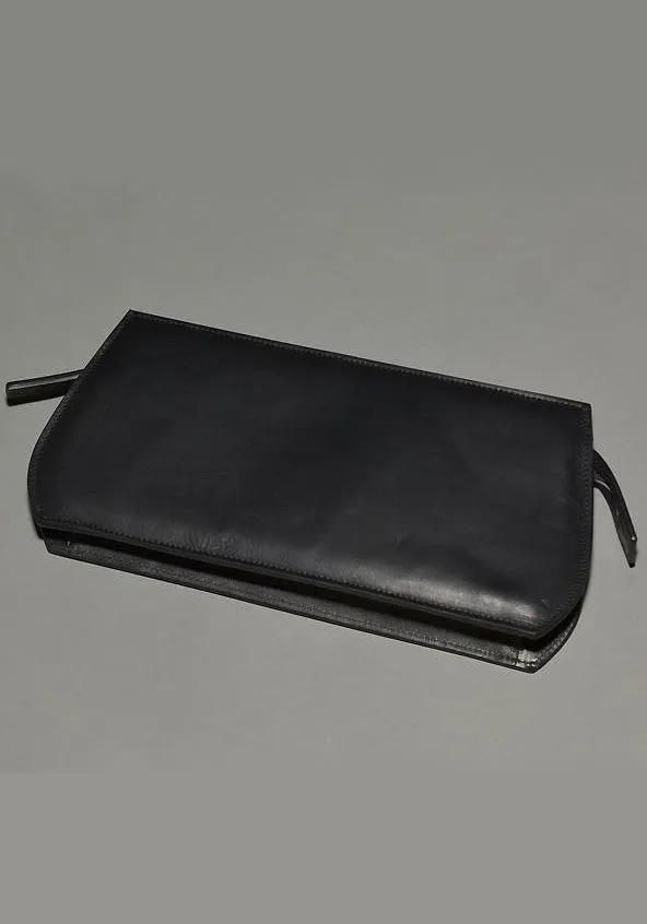 ANN DEMEULEMEESTER ZIPPED LEATHER CLUTCH BAG BLACK