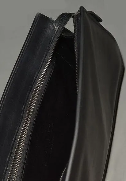 ANN DEMEULEMEESTER ZIPPED LEATHER CLUTCH BAG BLACK