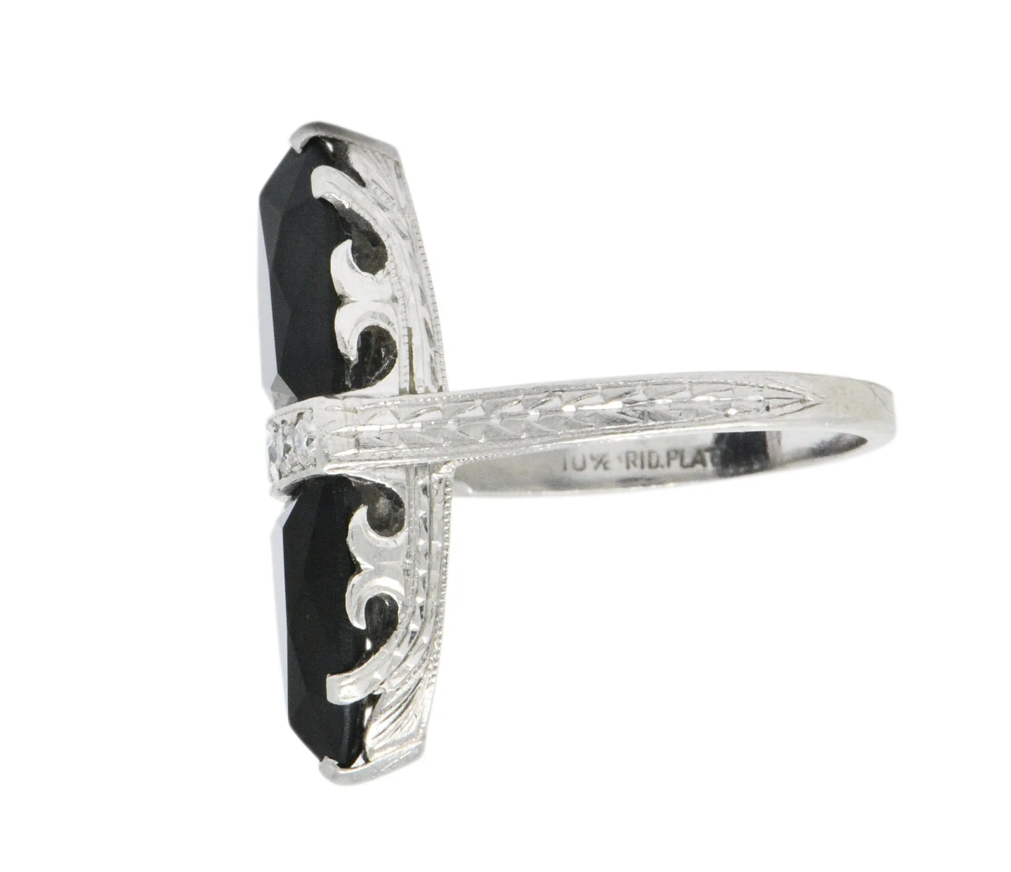 Art Deco Diamond Onyx Platinum Ring