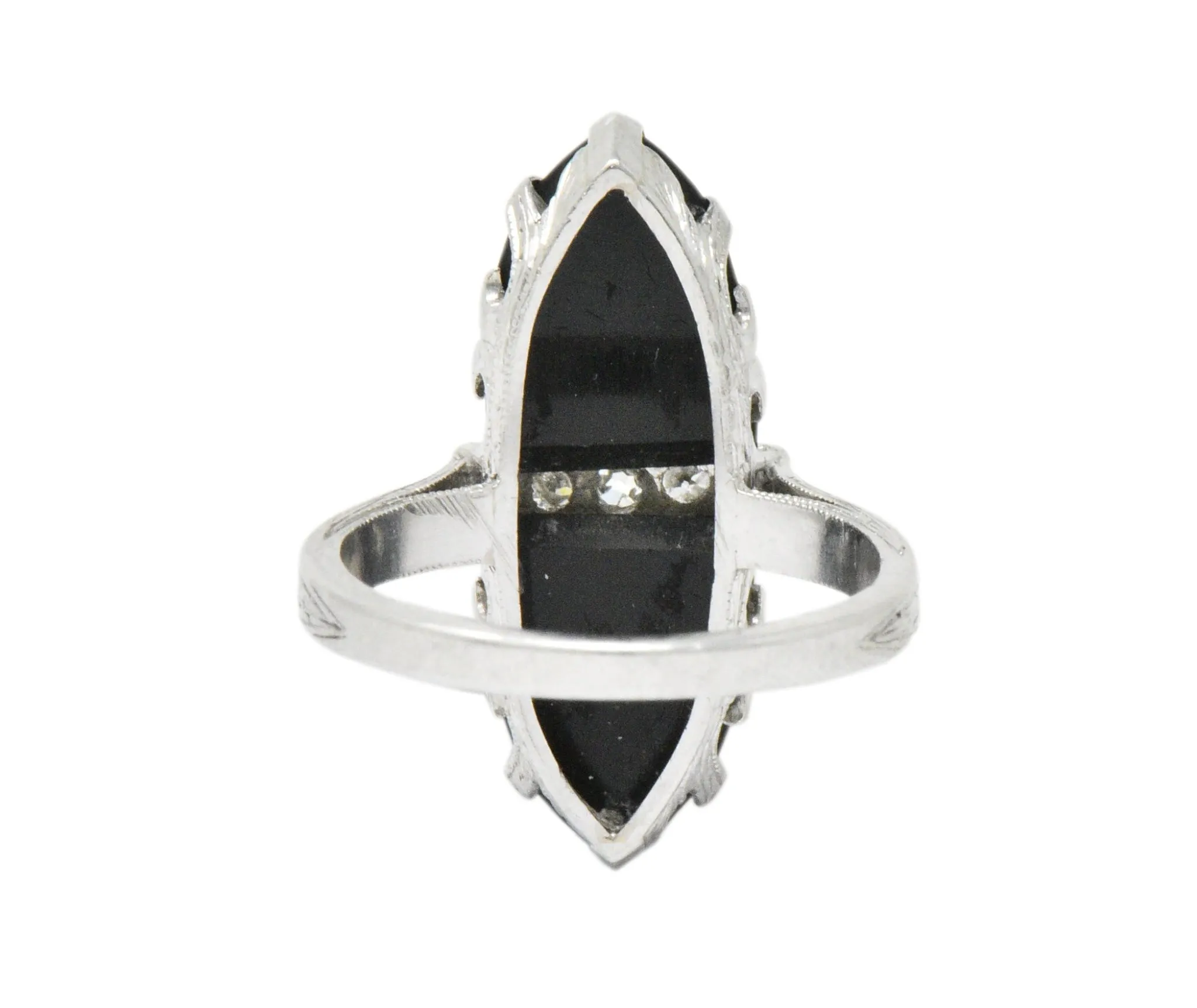 Art Deco Diamond Onyx Platinum Ring