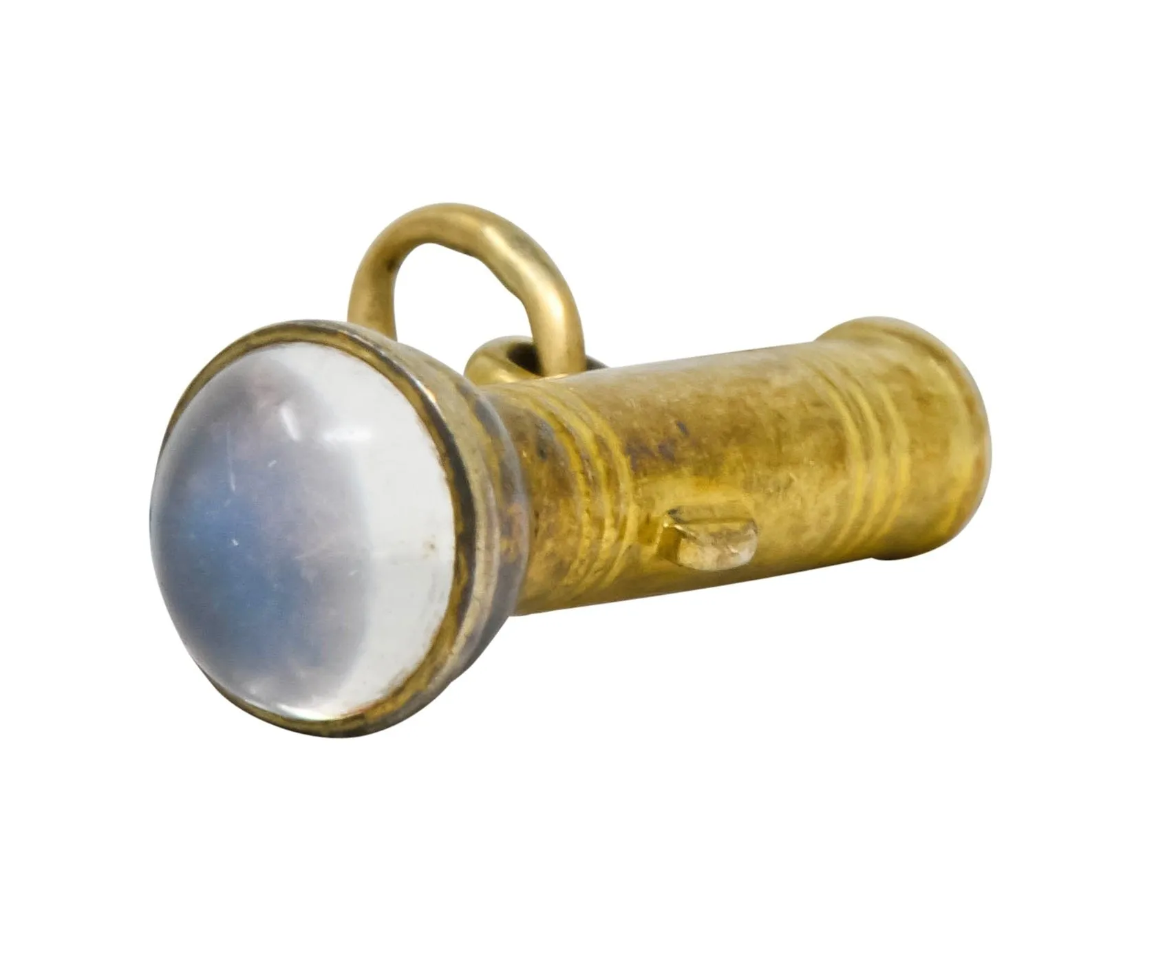 Art Nouveau Moonstone 14 Karat Gold Flashlight Charm