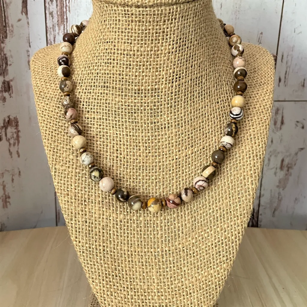 Australia Agate Mens Beaded Necklace