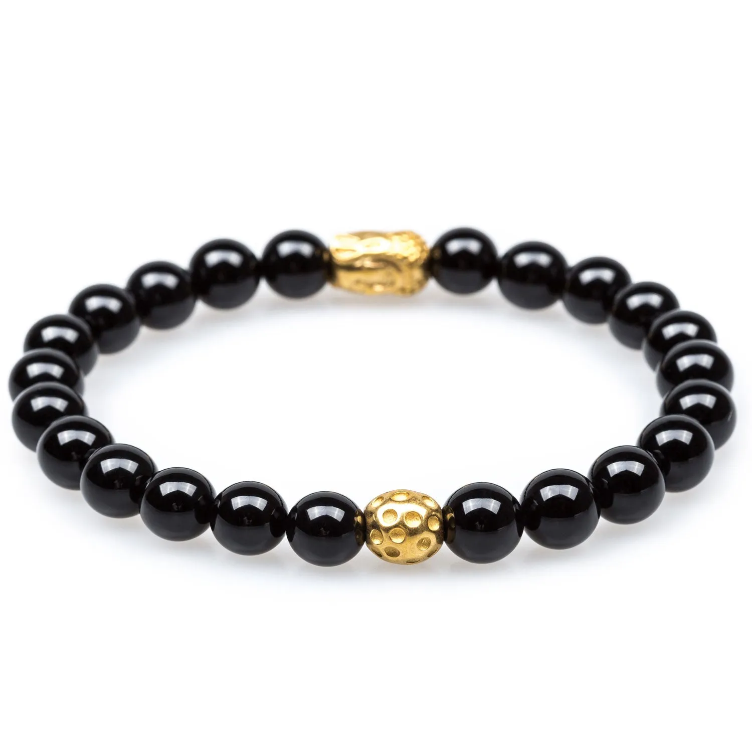 Ayutthaya Black Onyx Gold Buddha Bracelet