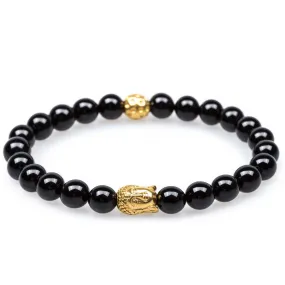 Ayutthaya Black Onyx Gold Buddha Bracelet