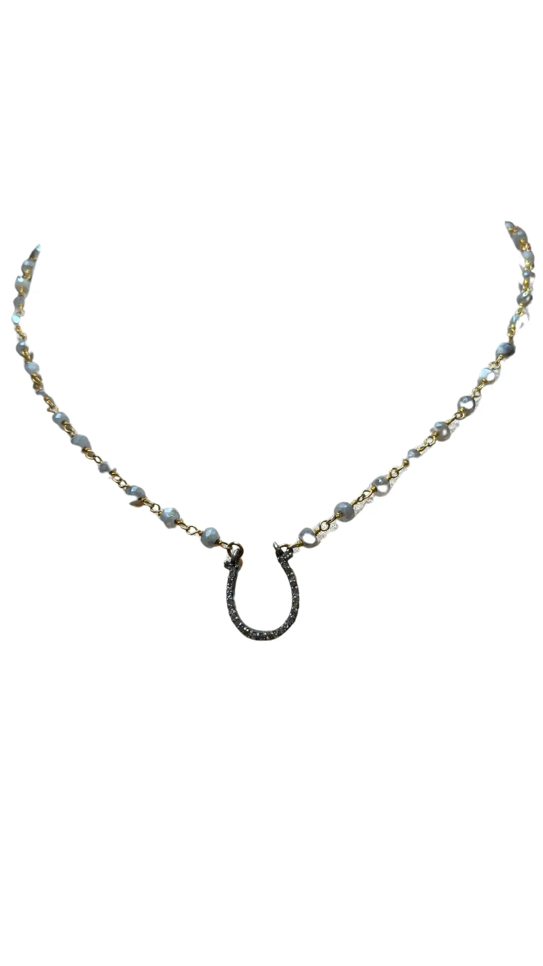 BA13 Moonstone Horseshoe Diamond Ncklc