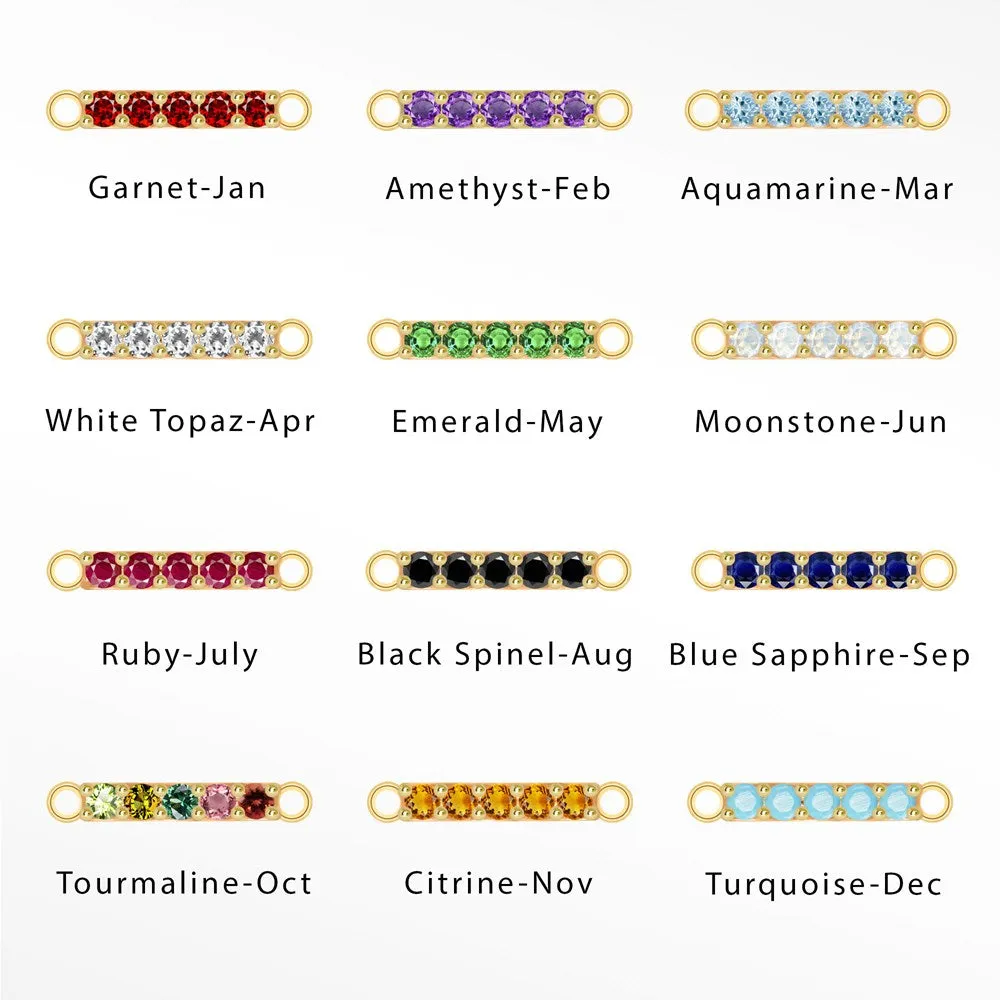 Bar Natural Gemstone 11.5mm 10K Gold Connectors Pack of 12 Birthstones for Permanent Jewelry