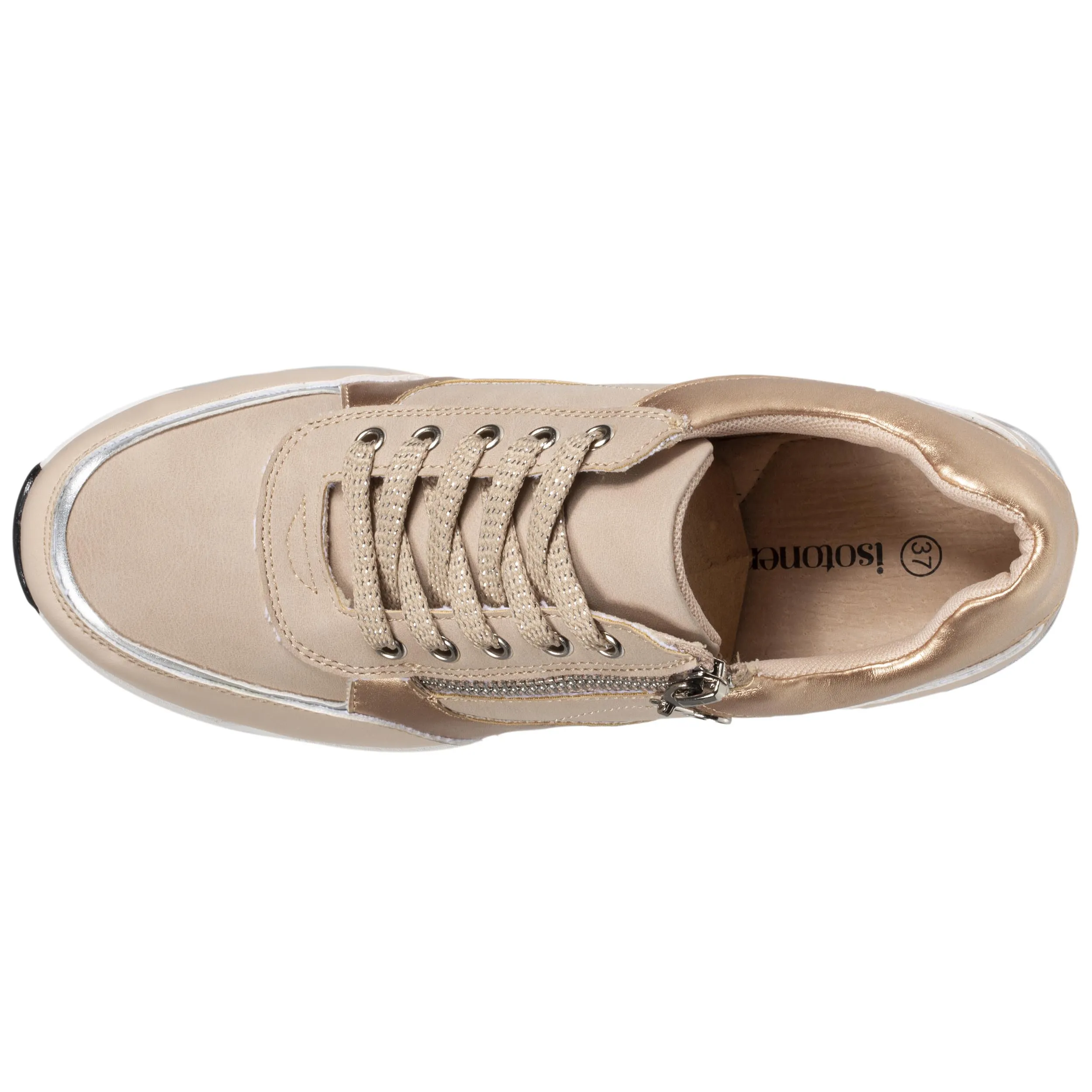 Baskets Femme CONFORT PLUS talon zippées Beige