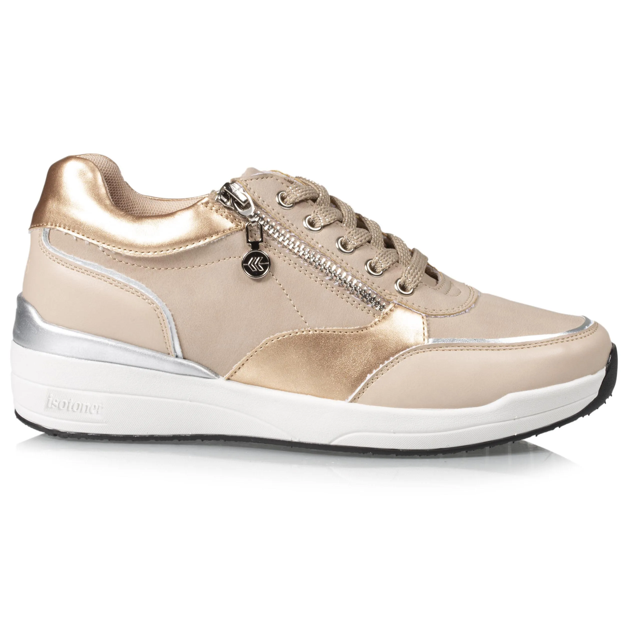 Baskets Femme CONFORT PLUS talon zippées Beige