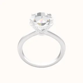 Beveled Solitaire Engagement Ring With Pave Basket Head