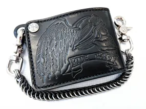 Bifold Leather Chain Wallet - Ride Fast Skull