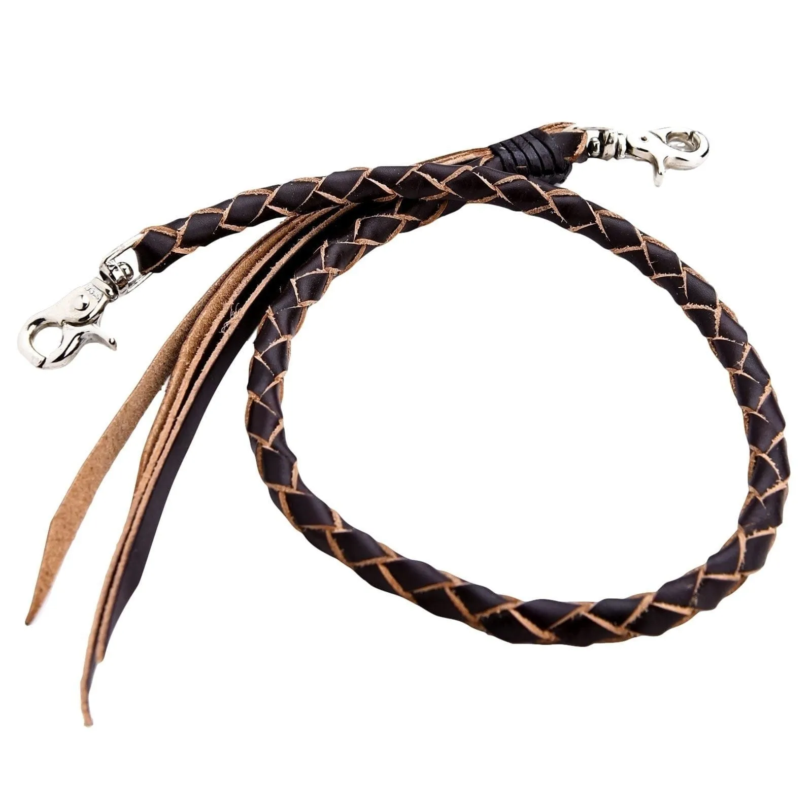 Black Braided Genuine Cowhide Leather Wallet Chain