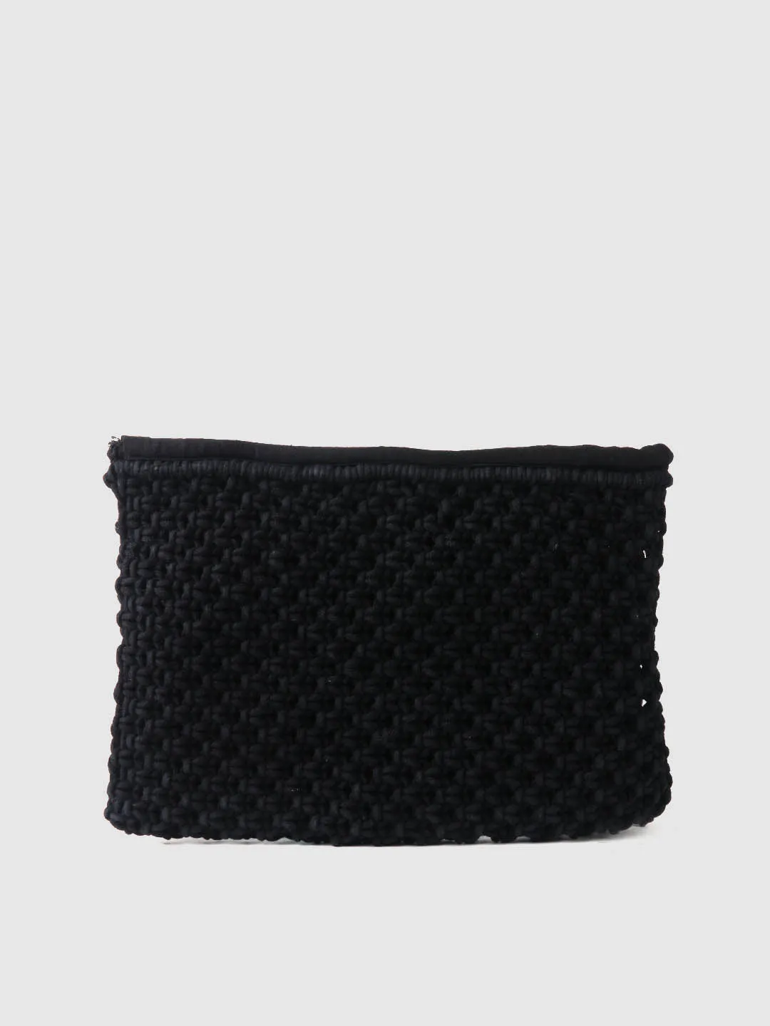 Black Crochet Zip Top Clutch