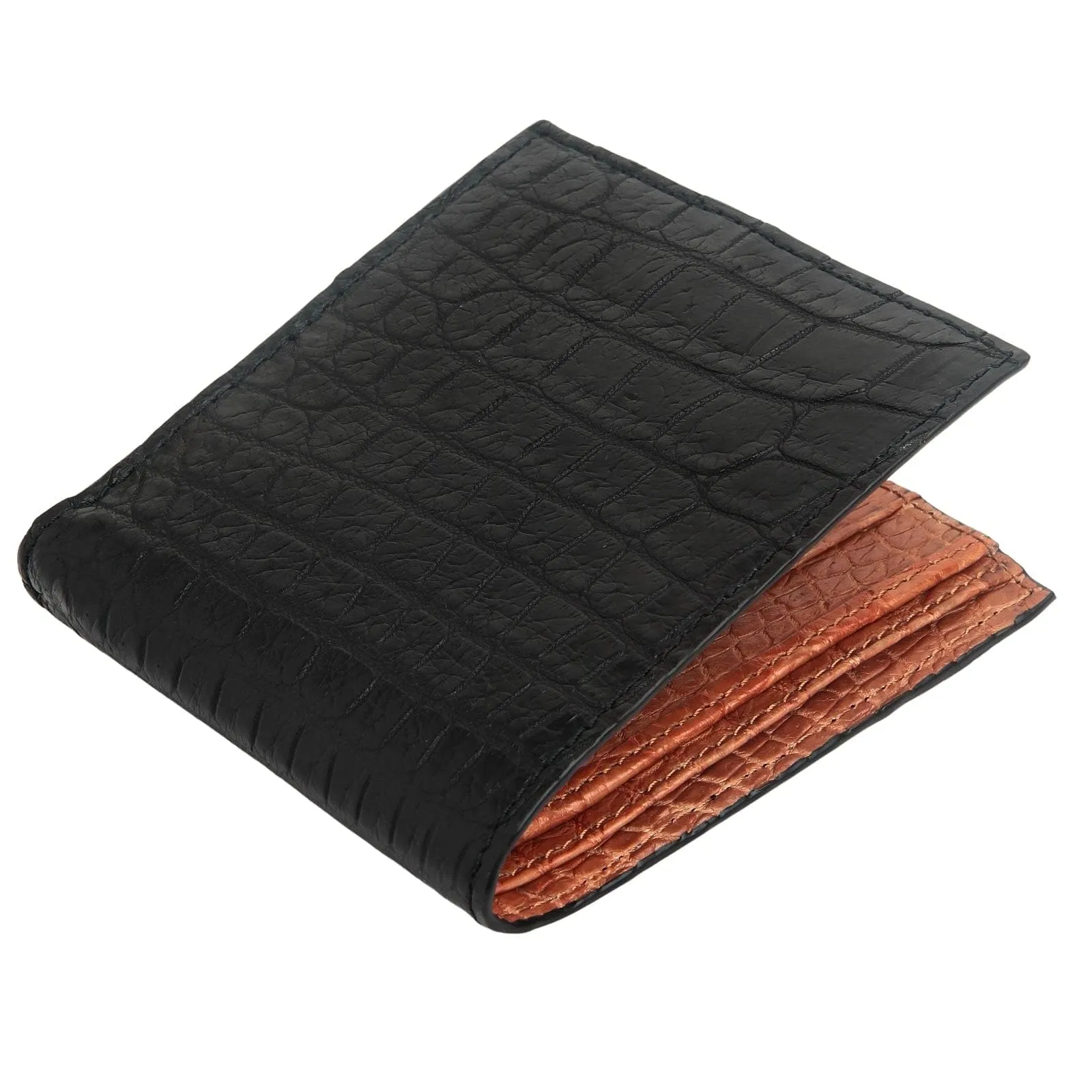 Black Genuine Stomach Crocodile Skin Wallet! Two-Tone