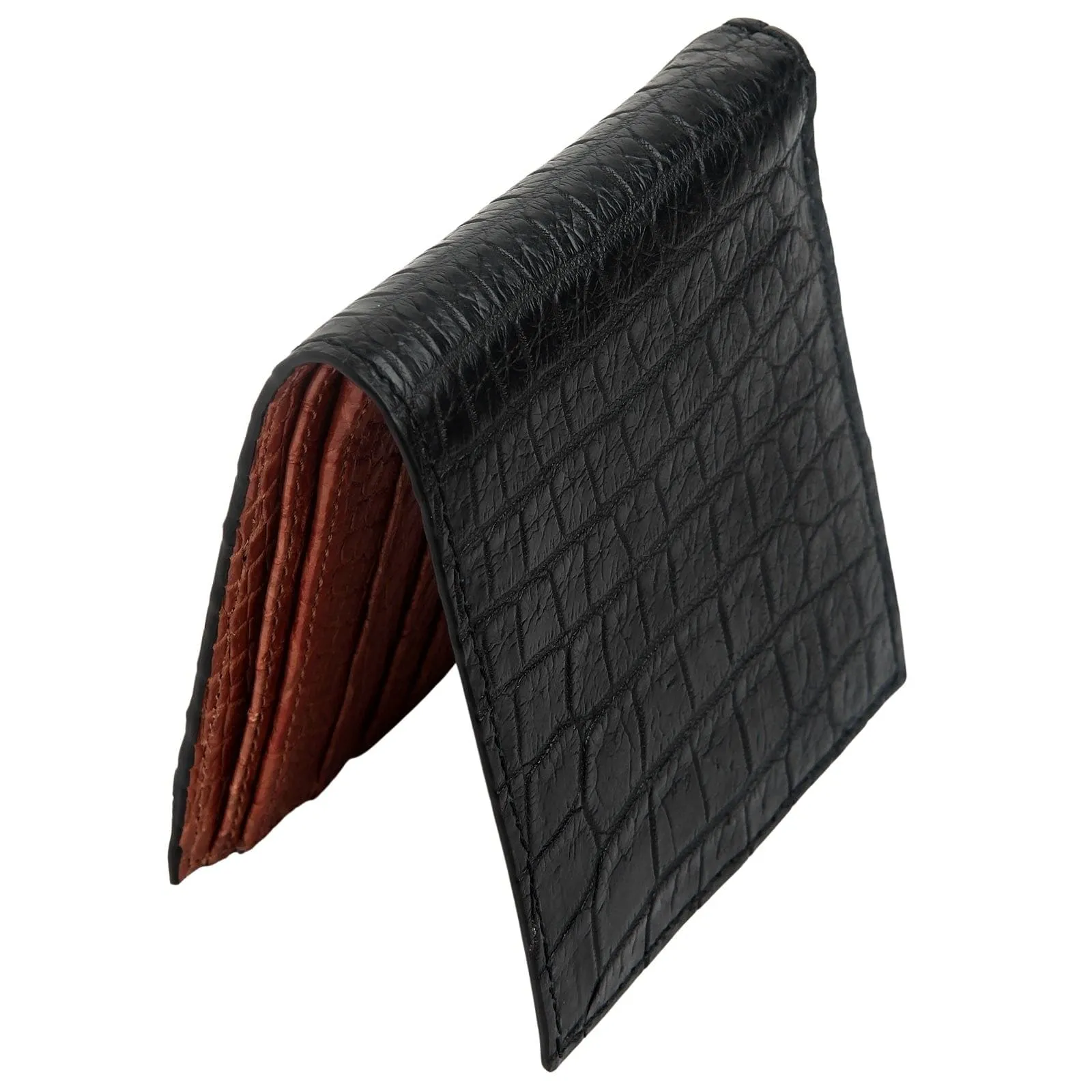 Black Genuine Stomach Crocodile Skin Wallet! Two-Tone