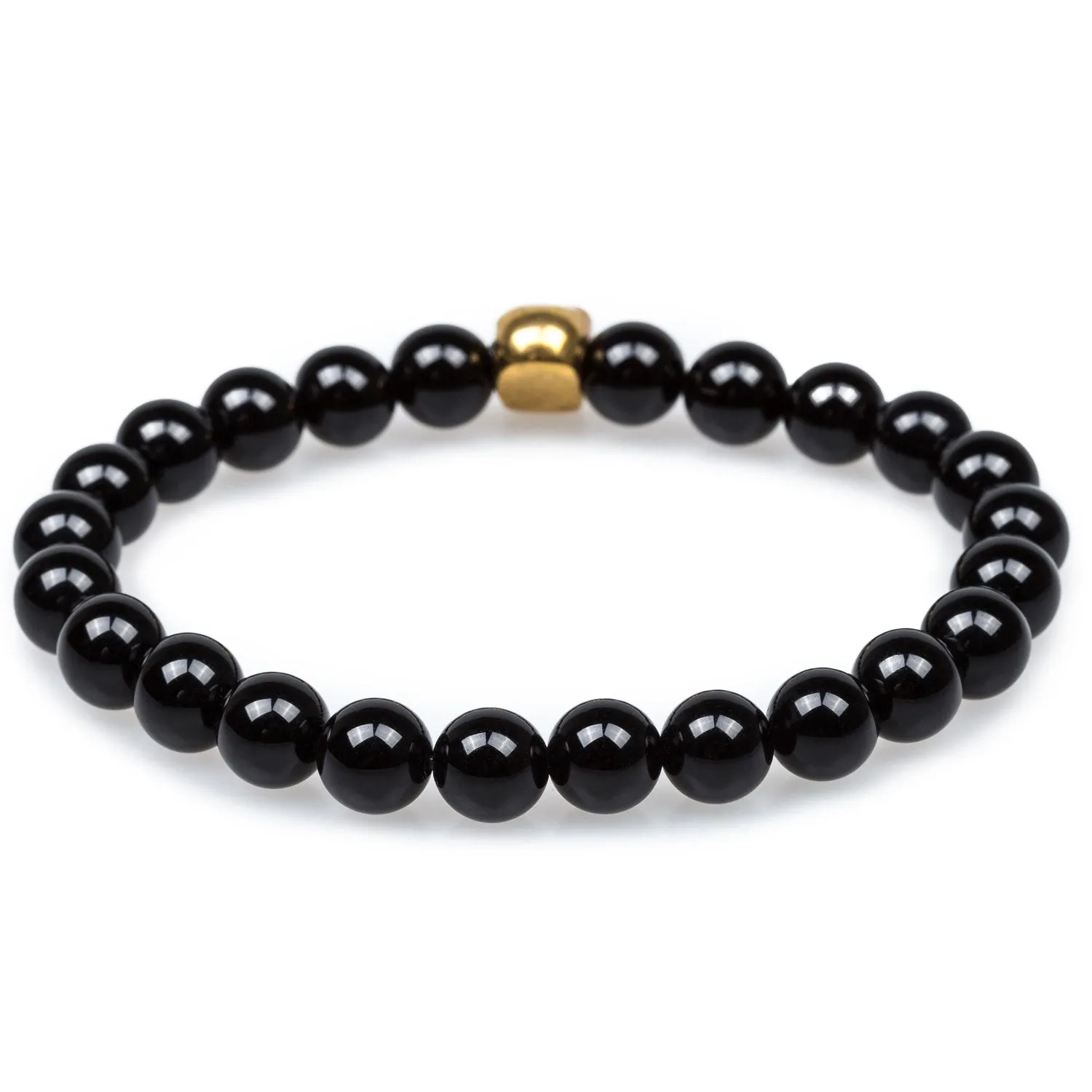 Black Onyx Gold Skull Bracelet