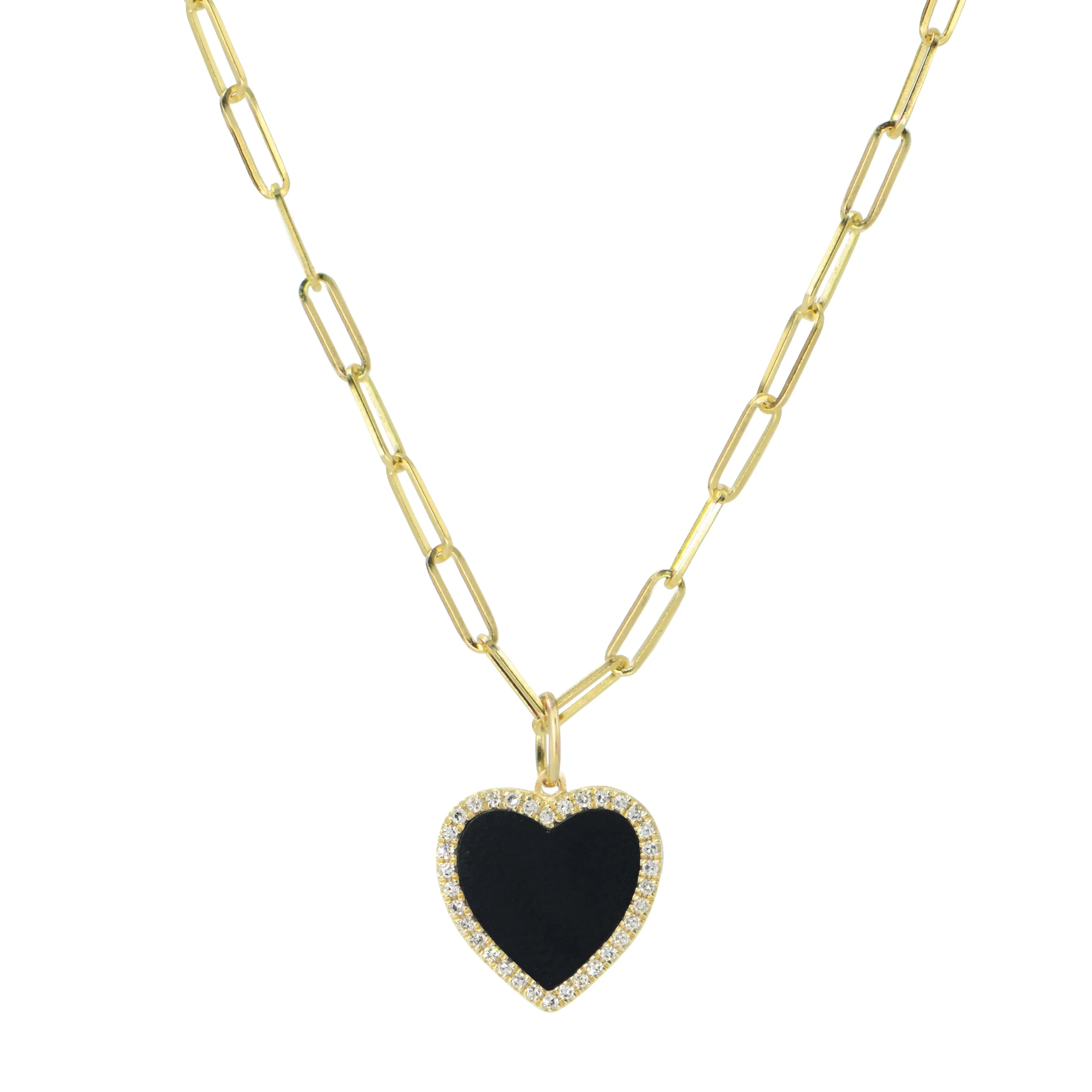 Black Onyx Heart Necklace With Diamonds