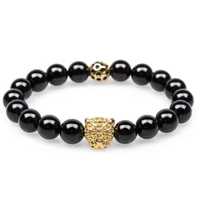 Black Smoke Onyx Gold Panther Bracelet