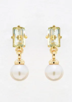 Blue Topaz & Pearl Stud Earrings