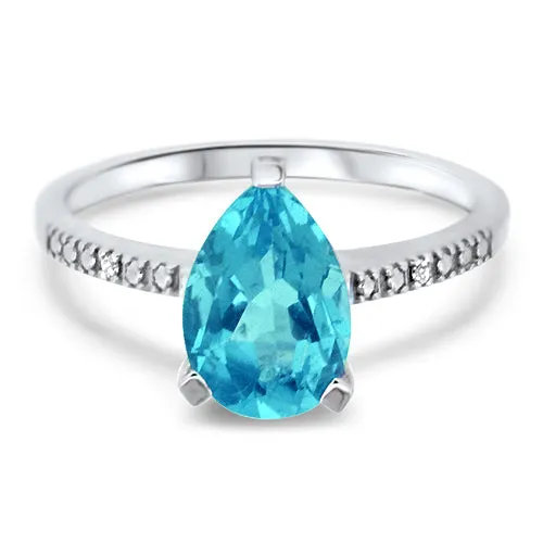 Blue Topaz and Diamond Ring