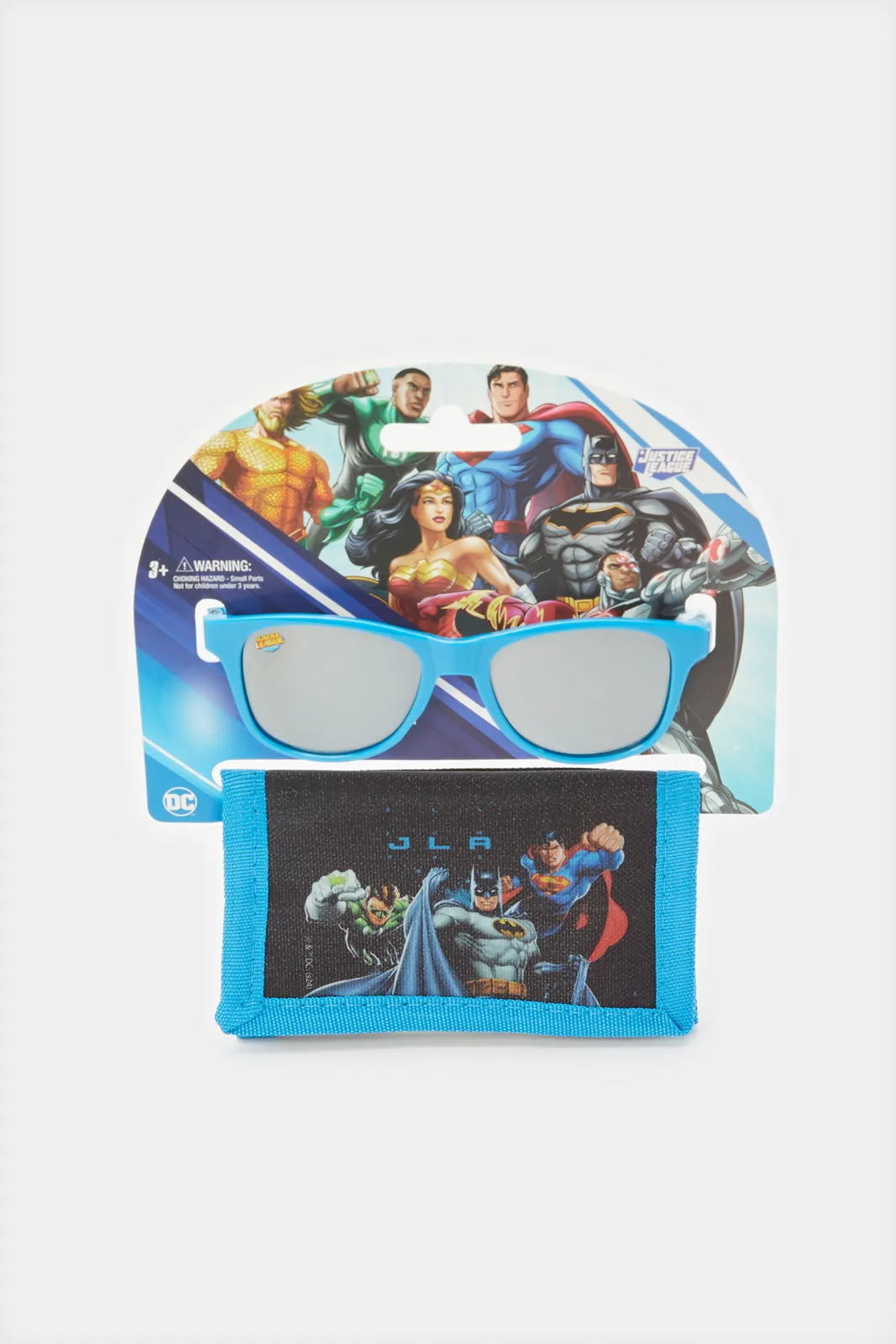 Boys Blue Justice League Sunglasses With Wallet (2 Piece)