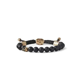 Brass and Onyx Skull Bracelet