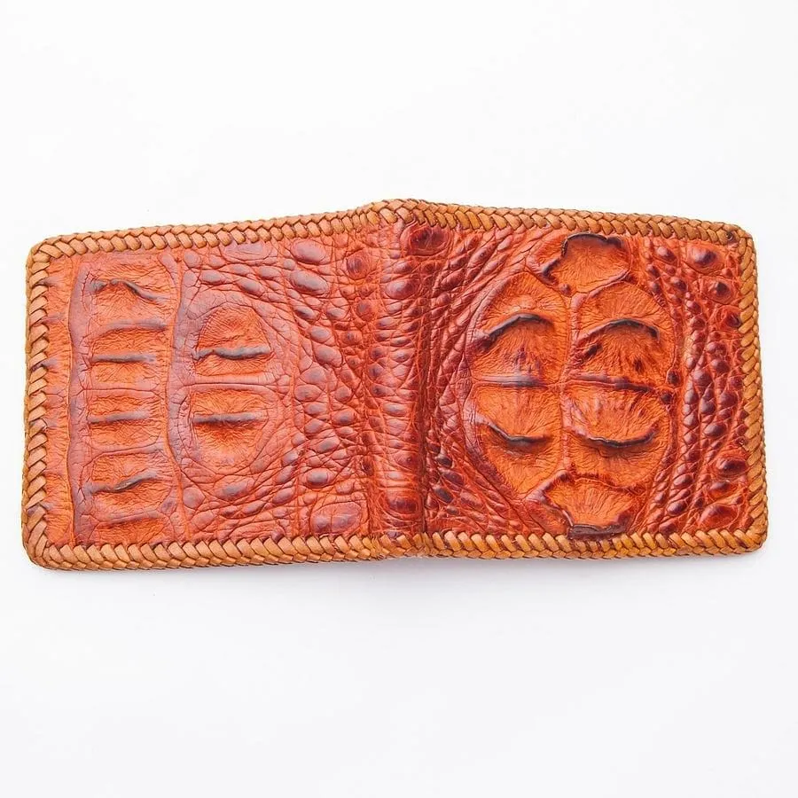 Brown Hardcore Crocodile Hornback Leather Wallet