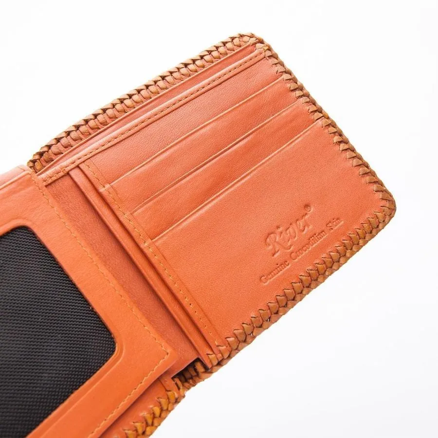 Brown Hardcore Crocodile Hornback Leather Wallet