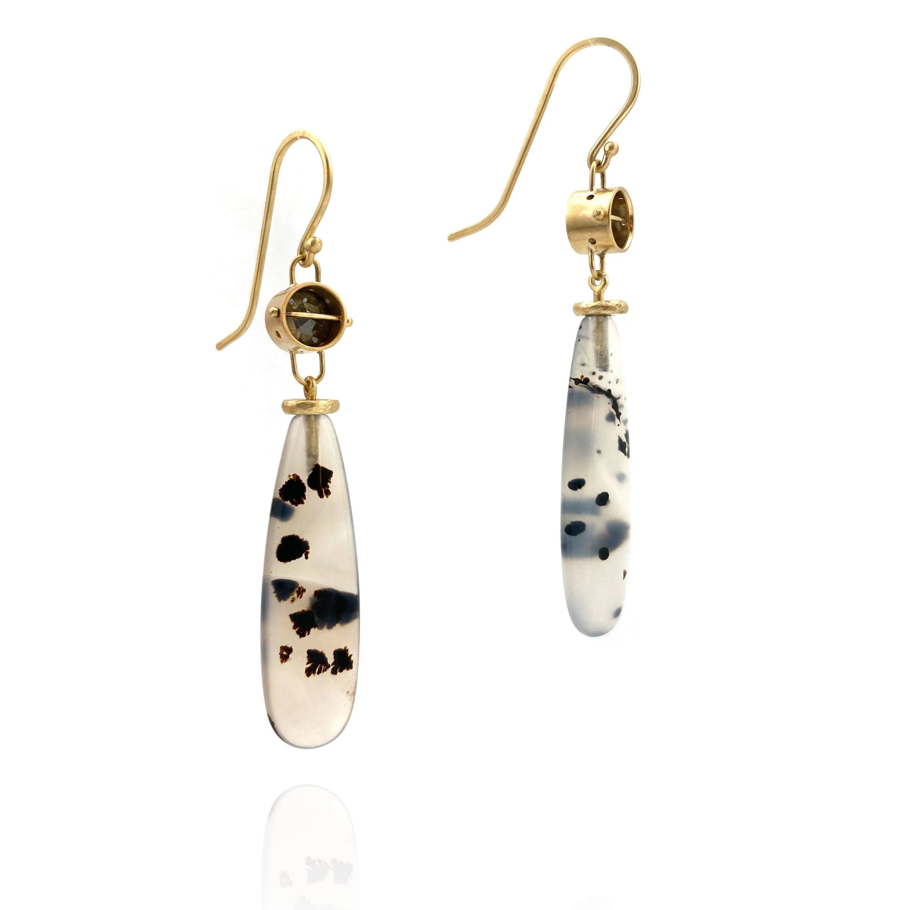 Captured Diamond Earrings with Montana Agate