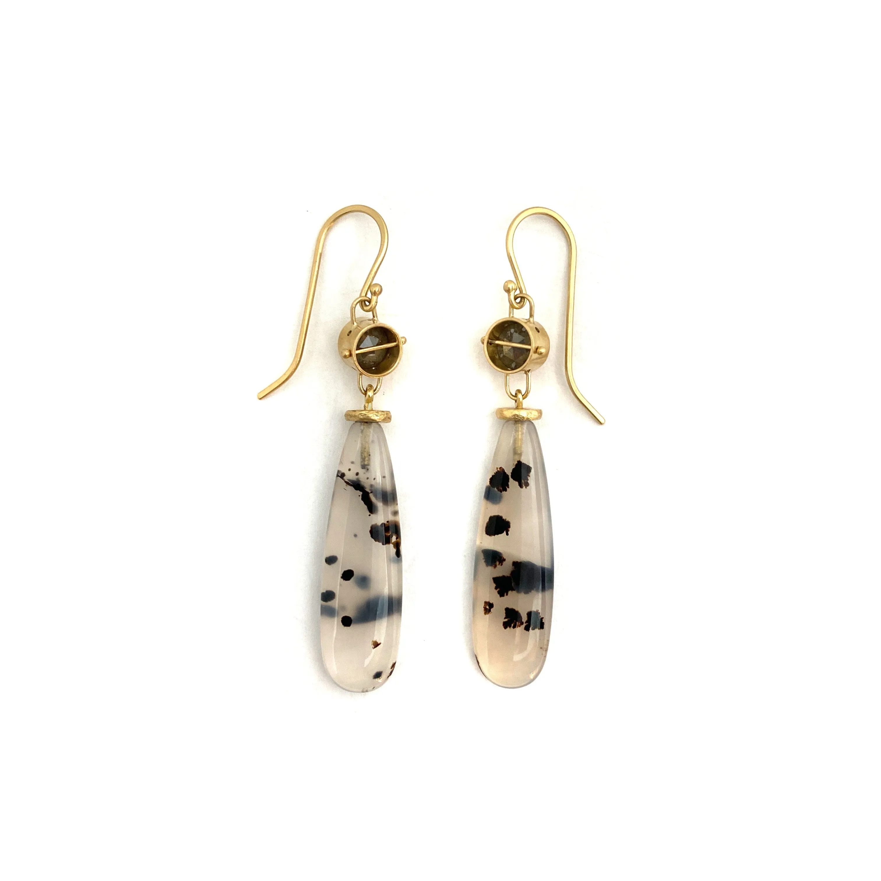 Captured Diamond Earrings with Montana Agate