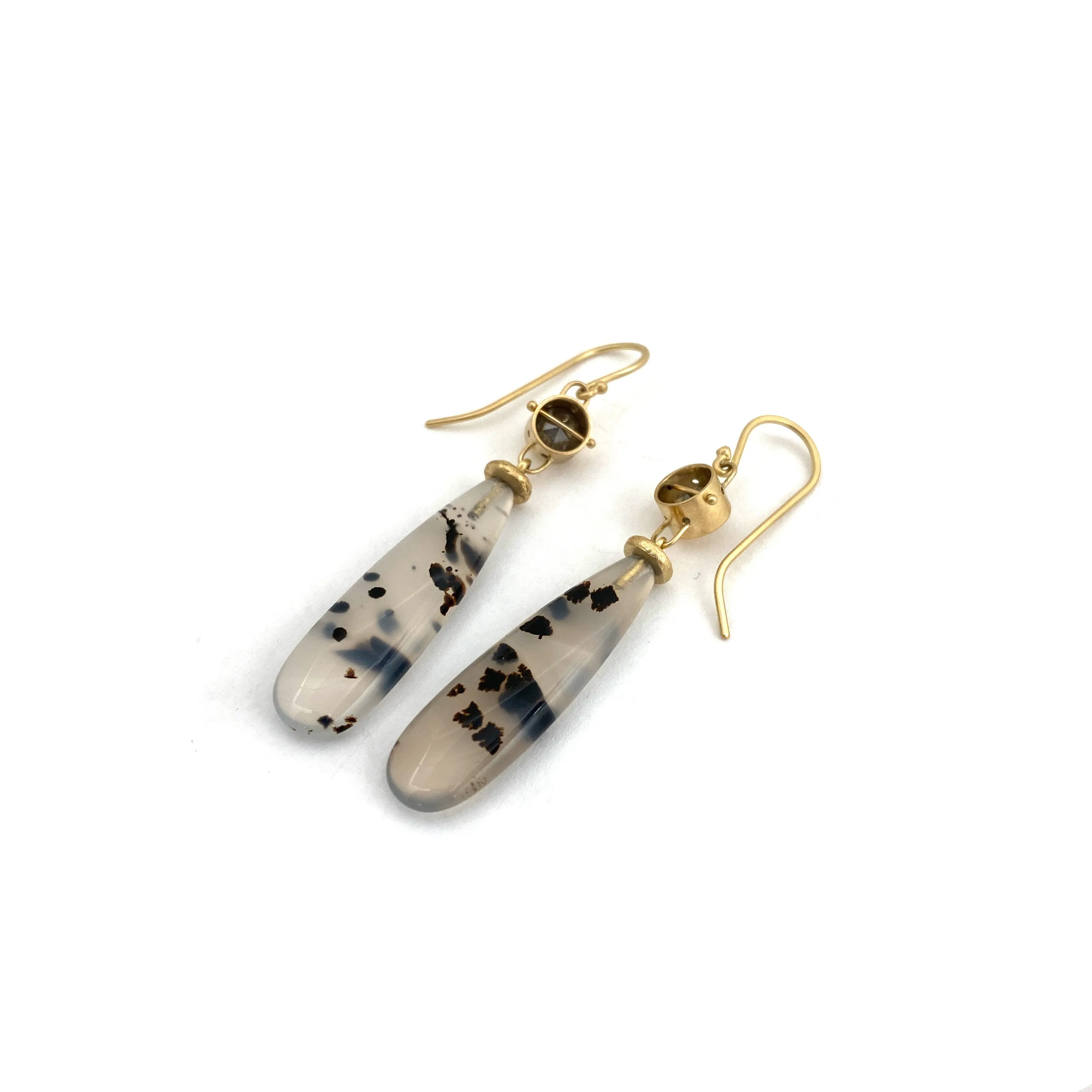 Captured Diamond Earrings with Montana Agate