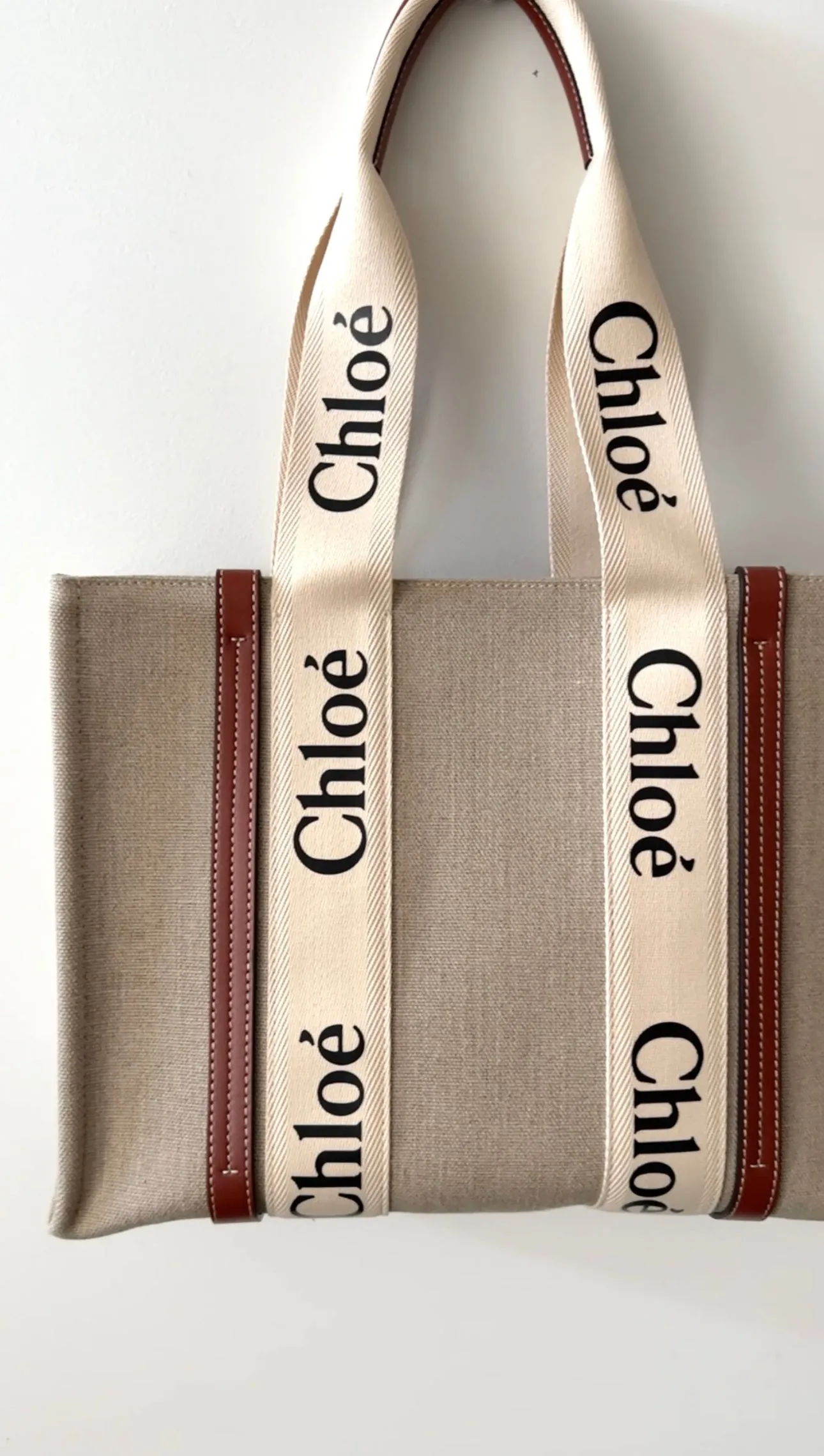 Chloe Medium Woody Canvas Logo Tote Bag