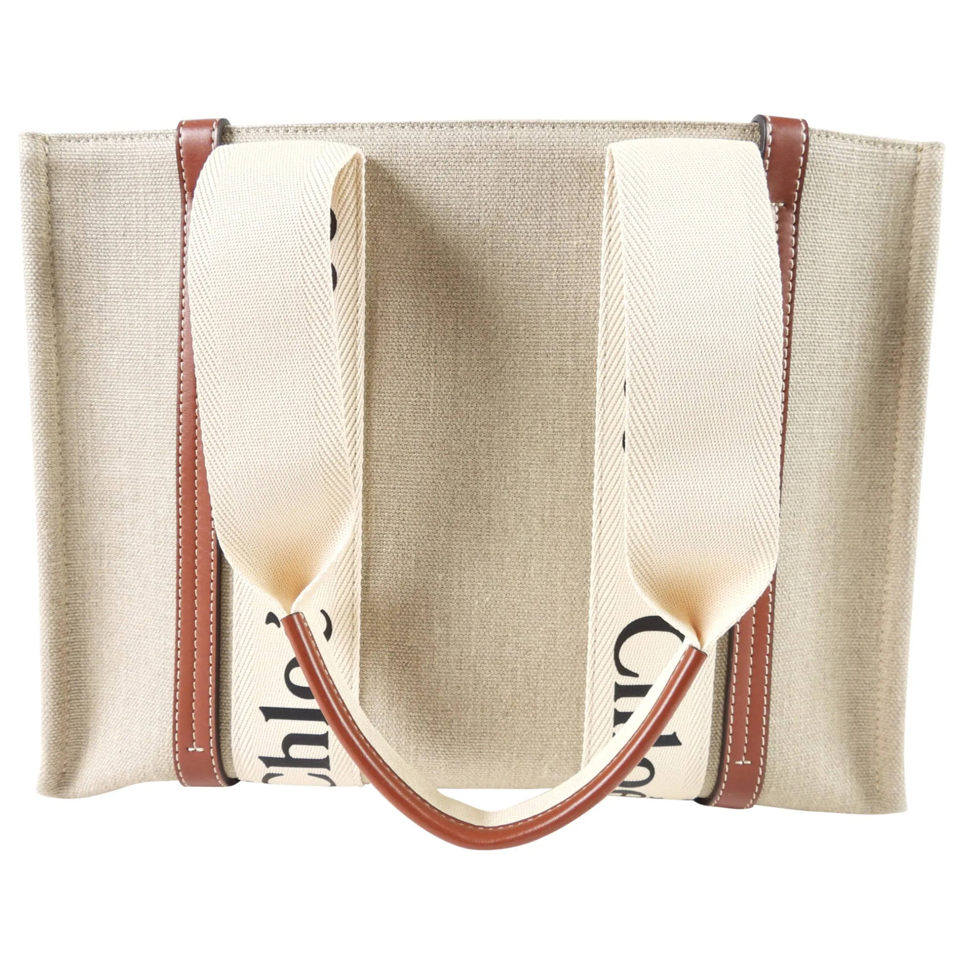 Chloe Medium Woody Canvas Logo Tote Bag