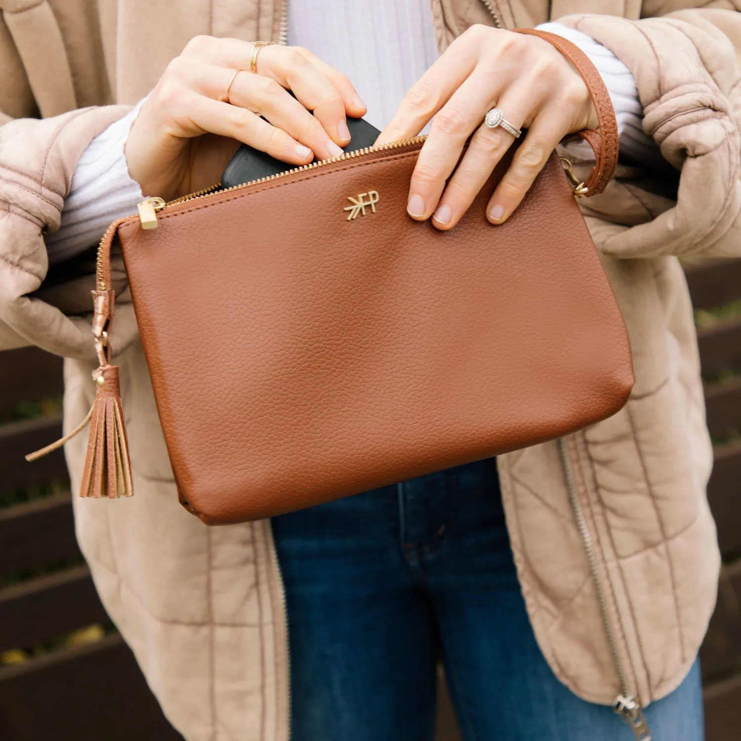 Cognac Classic Clutch