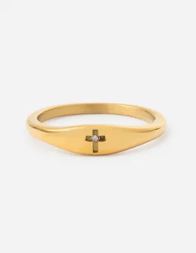 Cross Gemstone Ring