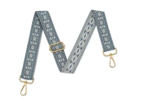 Crossbody Strap - Patterned Strap in Light Blue (Gold Hardware)