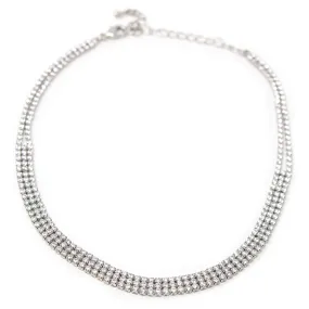 Cubic Zirconia 2MM Three Row Choker