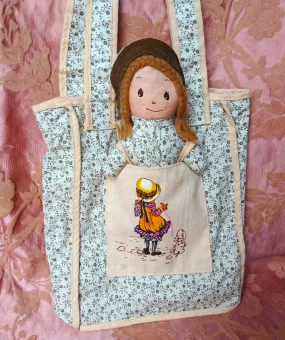 CUTE Vintage 1970s HOLLY HOBBIE Doll and Purse Tote Bag, Collectible Dolls