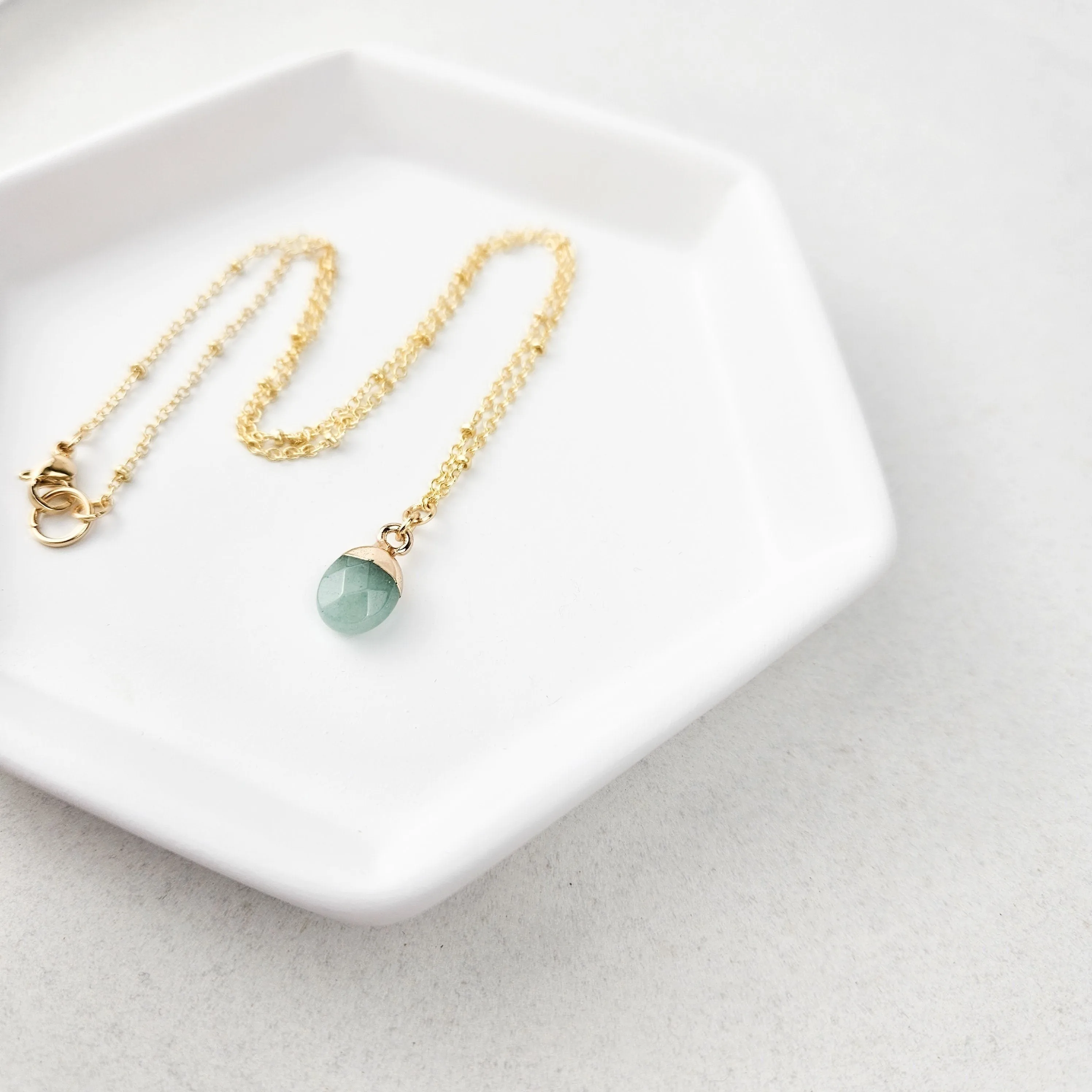 Dainty Aventurine Gemstone Necklace