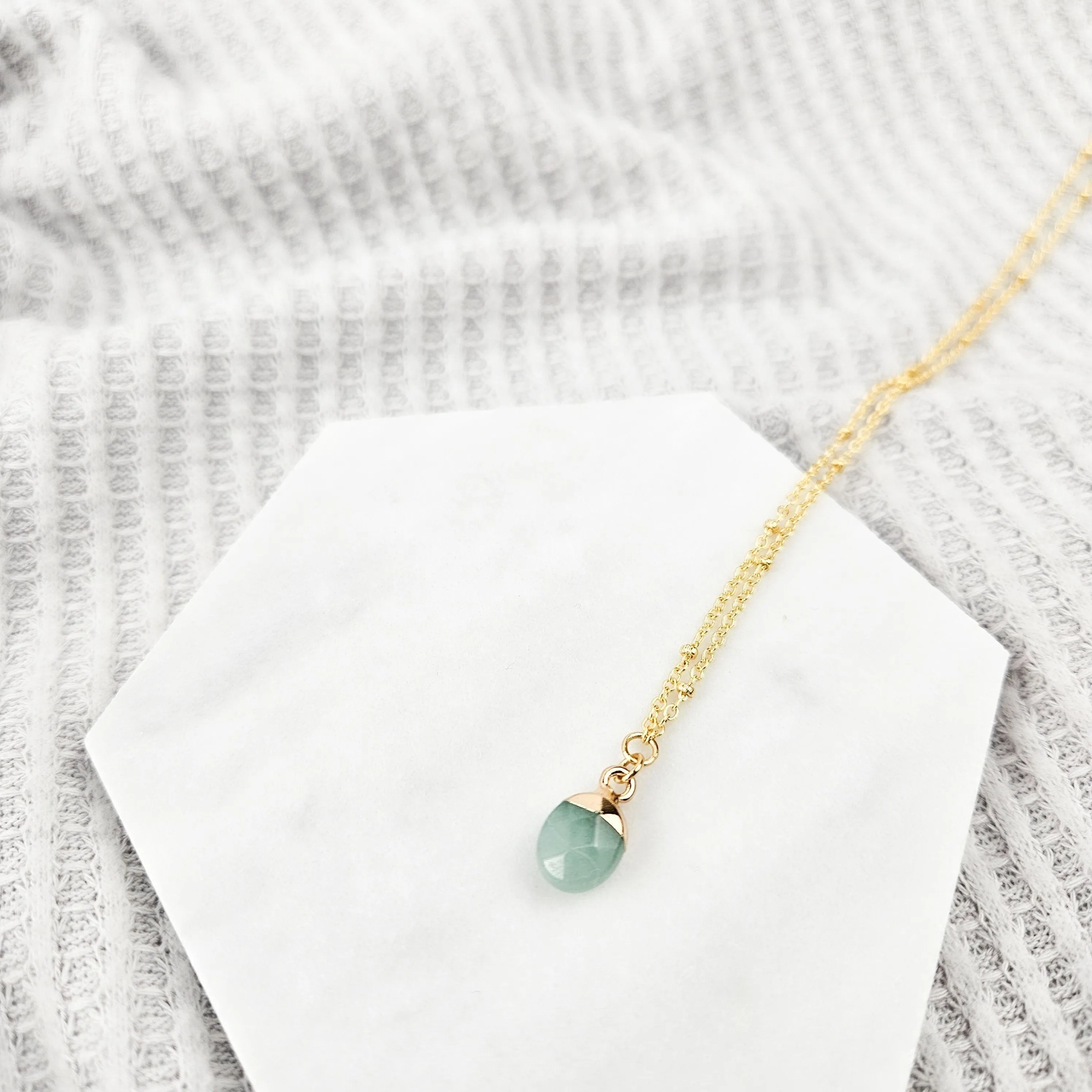 Dainty Aventurine Gemstone Necklace