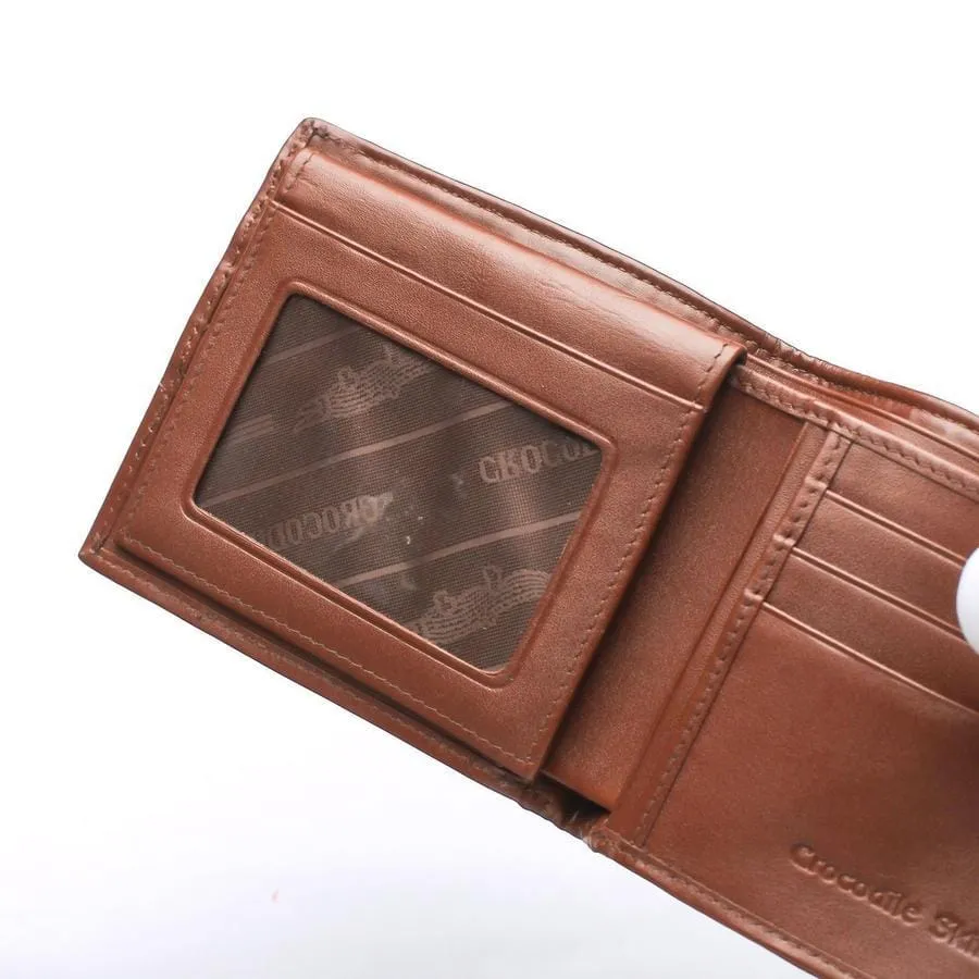 Dark Brown Backbone Crocodile Leather Wallet