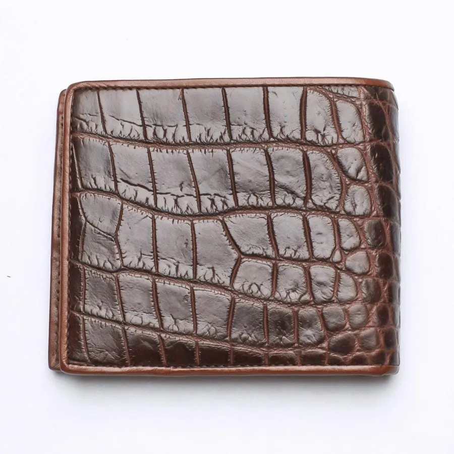 Dark Brown Backbone Crocodile Leather Wallet